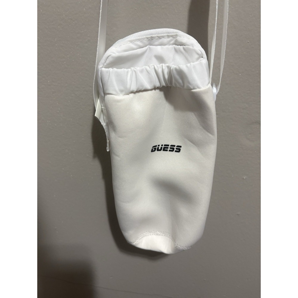 Guess Neoprene Water Bottle Holder Crossbody w Zippered Storage White Festival